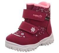 Winterboots SUPERFIT "HUSKY1, WMS: mittel", Mädchen, Gr. 22, rot (dunkelrot, rosa schneeflocken), Lederimitat, Textil, Schuhe Winterboots, Snowboots mit wasserdichtem GORE TEX, Größenschablone zum Dow
