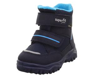 Winterboots SUPERFIT "HUSKY1, WMS: mittel", Mädchen, Gr. 26, blau (dunkelblau), Lederimitat, Textil, Schuhe Winterboots, Snowboots mit wasserdichtem GORE TEX, Größenschablone zum Download (17168432-26