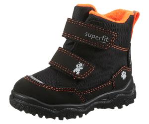Winterboots SUPERFIT "HUSKY1 WMS: mittel", Mädchen, Gr. 29, schwarz (schwarz, orange), Textil, Schuhe Winterboots, Snowboots mit wasserdichtem SYMPATEX, Größenschablone zum Download (82661058-29) schw