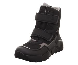 Winterboots SUPERFIT "ROCKET WMS: Weit", Mädchen, Gr. 35, schwarz, Lederimitat, Polyester, Schuhe Winterboots, Klettstiefel mit Schurwolle und GORE-TEX, Größenschablone zum Download (30898453-35) schw