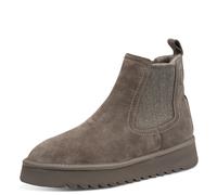 Winterboots TAMARIS, Damen, Gr. 37, braun (taupe), Veloursleder, unifarben mit Farbeinsatz, Basic, Schuhe Winterboots, Schlupfboots für Damen, Winterstiefelette mit Stretcheinsatz (37570001-37) taupe