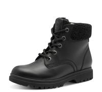 Winterboots TAMARIS, Damen, Gr. 37, schwarz, Leder, Textil, unifarben, Schuhe Winterboots, Blockabsatz, Schnürboots, Schnürstiefelette mit geprägtem Logo (88257421-37) schwarz
