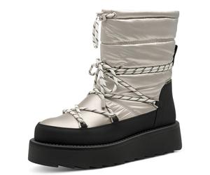 Winterboots TAMARIS, Damen, Gr. 37, schwarz, silberfarben, Lederimitat, Textil, glänzend, Schuhe Winterboots, Plateau, Winterboots, mit hochwertiger Duo-Tex-Ausstattung (21125207-37) schwarz, silberfa