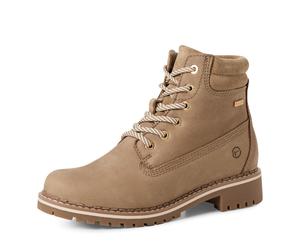 Winterboots TAMARIS, Damen, Gr. 38, beige, Nubukleder, unifarben, Schuhe Winterboots, Blockabsatz, Schnürstiefelette mit DUO-TEX Ausstattung (93746000-38) beige