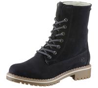 Winterboots TAMARIS, Damen, Gr. 38, blau (navy), Nubukleder, Veloursleder, unifarben, Schuhe Winterboots, Blockabsatz, Winterstiefelette, Schnürboots mit DUO-TEX-Ausstattung (84092651-38) navy