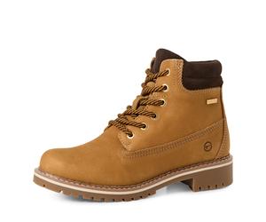 Winterboots TAMARIS, Damen, Gr. 38, camelfarben, Nubukleder, kontrastfarbene Details, Schuhe Winterboots, Blockabsatz, Schnürstiefelette mit DUO-TEX Ausstattung (94966861-38) camelfarben