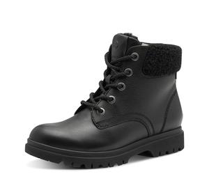 Winterboots TAMARIS, Damen, Gr. 38, schwarz, Leder, Textil, unifarben, Schuhe Winterboots, Blockabsatz, Schnürboots, Schnürstiefelette mit geprägtem Logo (88257421-38) schwarz