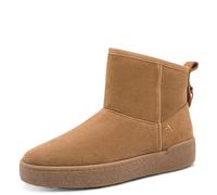 Winterboots TAMARIS, Damen, Gr. 40, Warmfutter, camel, Veloursleder, unifarben mit Farbeinsatz, Basic, Schuhe Winterboots, Plateau, Winterstiefelette mit Ziernähten und Logostickerei (47038309-40) cam