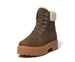 Winterboots TIMBERLAND "STONE STREETMID WARM LINED WATERPROOF BOOT", Damen, Gr. 40, schwarz braun full grain, Leder, Schuhe Winterboots, Snowboots, Winterstiefel, Winterschuhe, wasserdicht und gefütte