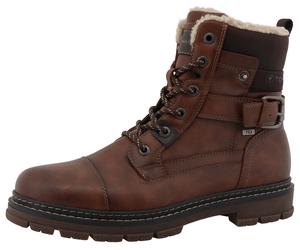 Winterboots TOM TAILOR, Herren, Gr. 41, braun (braun used), Lederimitat, kontrastfarbene Details, Schuhe Winterboots, mit Tex-Ausstattung, Weite G (67135369-41) braun used