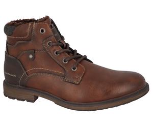 Winterboots TOM TAILOR, Herren, Gr. 43, braun (cognac), Lederimitat, Textil, Schuhe Winterboots, mit Logoschriftzügen, Weite G (43086759-43) cognac