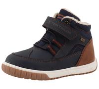 Winterboots TOM TAILOR, Mädchen, Gr. 25, blau (navy, braun), Lederimitat, Textil, kontrastfarbene Details, unifarben, Schuhe Winterboots, Klettschuh, High-Top-Sneaker, Outdoorschuh mit Kontrastnähten 