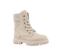 Winterboots TOM TAILOR, Mädchen, Gr. 32, Warmfutter, beige, Elastischer Einsatz, Lederimitat, unifarben, Schuhe Winterboots, Schnürstiefelette, Winterstiefelette mit TEX-Membran, bequeme Form (7614234