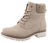 Winterboots TOM TAILOR, Mädchen, Gr. 33, beige (creme), Lederimitat, Textil, Schuhe Winterboots, Blockabsatz, Schnürboots, Schnürstiefelette mit Innenreißverschluss (88334138-33) creme