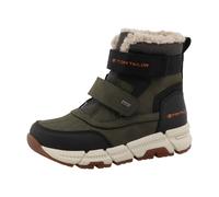Winterboots TOM TAILOR, Mädchen, Gr. 37, Warmfutter, grün (khaki, schwarz), Lederimitat, Textil, Schuhe Winterboots, Klettboots mit wasserabweisender TEX-Ausstattung (78411015-37) khaki, schwarz