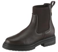 Winterboots TOMMY HILFIGER "TH PLAQUE PEBBLE CHELSEA WARM", Damen, Gr. 38, braun (dunkelbraun), Leder, Schuhe Winterboots, Chelseaboots, Schlupfboots, Stiefelette mit praktischer Anziehlasche (8828666