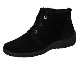 Winterboots WALDLÄUFER "HESNA", Damen, Gr. 6,5, schwarz, Veloursleder, unifarben, Schuhe Winterboots, Stiefelette, Schnürboots in Komfortweite H = sehr weit (32325638-6,5) schwarz