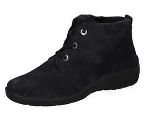 Winterboots WALDLÄUFER "HESNA", Damen, Gr. 9 (43), blau (nachtblau), Veloursleder, unifarben, Schuhe Winterboots, Stiefelette, Schnürboots in Komfortweite H = sehr weit (27474955-9) nachtblau