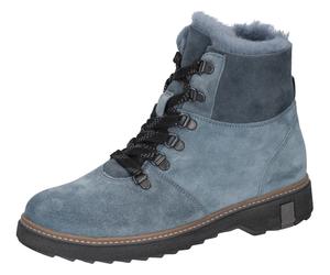 Winterboots WALDLÄUFER "HITOMI", Damen, Gr. 7,5 (41), blau (jeansblau), Lammfell, Veloursleder, Schuhe Winterboots, mit Lammfell, H-Weite (85292953-7,5) jeansblau