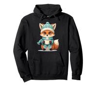 Winterfuchs mit Strickmütze, Schal und Warmer Tasse Pullover Hoodie