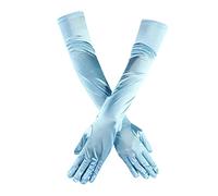 Winterhandschuhe Damen Warm Opera Ellenbogen Finger Damenlänge lange Braut Satin Dance-Handschuhe 20er Fingerlinge Handschuhe Damen (Light blue, One Size)