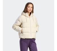 Winterjacke ADIDAS SPORTSWEAR "ESSENTIALS CLIMAWARM 3-STREIFEN PUFFER MIT KAPUZE", Damen, Gr. XL, grau (wonder aluminium), Obermaterial: 100% Polyamid. Wattierung: 80% Entendaune, 20% Federn, Jacken W