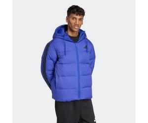 Winterjacke ADIDAS SPORTSWEAR "ESSENTIALS CLIMAWARM 3-STREIFEN PUFFER MIT KAPUZE", Herren, Gr. M, blau (semi lucid blau), Obermaterial: 100% Polyamid. Wattierung: 80% Entendaune, 20% Entenfeder, Jacke