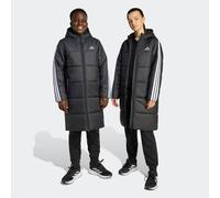 Winterjacke ADIDAS SPORTSWEAR "J LONG COAT", Jungen, Gr. 176, schwarz-weiß (schwarz, weiß), Obermaterial: 100% Polyester, Jacken Winterjacke (21411063-176) schwarz, weiß