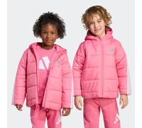 Winterjacke ADIDAS SPORTSWEAR "LK ESS 3S JKT", Kinder, Gr. 122, pink fusion, weiß, Obermaterial: 100% Polyester, Jacken Winterjacke, für Kinder, mit Reißverschluss, leichtes Material (55316652-122) pi