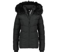 ALIFE AND KICKIN AdelaAK A Puffer Jacket - Winterjacke Damen mit Fellkapuze, warme Steppjacke, Puffer Jacke in Daunenoptik, Kunstfell, kurze vegane Damen Damen Steppjacke, Winterjacke moonless L