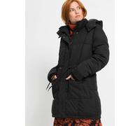 Winterjacke BONPRIX "Winterjacke mit verstellbarem Taillenbündchen", Damen, Gr. 42, schwarz, Obermaterial: 88% Polyester, 12% Polyamid. Futter: 100% Polyester. Wattierung: 100% Polyester, unifarben, l