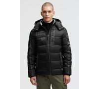 Camp David Herren Lange Steppjacke mit Tapes, Patches und Kapuze Black, L