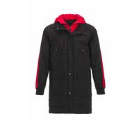 Cipo & Baxx Herren Mantel CM146 Schwarz - Stylische Winterjacke im modernen Design mit warmem Innenfutter, abnehmbarer Kapuze und funktionalen Details für kalte Tage - CM146 Schwarz XL