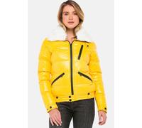 Winterjacke CIPO & BAXX "Winterjacke mit Kunstfellkragen", Damen, Gr. XL, gelb, Stoff, 100% Polyamid, unifarben, regular fit normal, Jacken Winterjacke, mit Kunstfellkragen, WM108 (85391863-XL) gelb