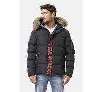 Winterjacke CIPO & BAXX "CM227", Herren, Gr. 3XL, schwarz, Stoff, 100% Polyester, bedruckt, figurumspielend normal, Jacken Winterjacke, warm gefüttert mit Fellkapuze & Cipo & Baxx Front-Design (547478