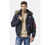 Winterjacke CIPO & BAXX "CM229", Herren, Gr. M, navyblau, Stoff, 100% Nylon, unifarben, regular fit normal, Rundhals, Jacken Winterjacke, mit mehreren Patches, Stickereien und Label-Elementen (2769795