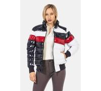 Winterjacke CIPO & BAXX "Jacke", Damen, Gr. XL, blau (navyblau), Stoff, 100% Polyester, gestreift, regular fit normal, Jacken Winterjacke, mit tollem Glanz-Design, WM120 (99865444-XL) navyblau