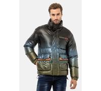 Cipo & Baxx Herren Mantel CM221 Khaki - Stylische Winterjacke im modernen Design mit warmem Innenfutter, abnehmbarer Kapuze und funktionalen Details für kalte Tage - CM221 Khaki L