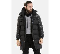 Cipo & Baxx Herren Mantel CM209 Schwarz - Stylische Winterjacke im modernen Design mit warmem Innenfutter, abnehmbarer Kapuze und funktionalen Details für kalte Tage - CM209 Schwarz L
