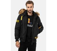Winterjacke CIPO & BAXX "Jacke", Herren, Gr. XL, schwarz, Stoff, 100% Polyester, unifarben, regular fit normal, Jacken Winterjacke, mit Kapuze und Kunstfellbesatz (59505350-XL) schwarz