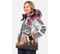 Winterjacke CIPO & BAXX "Jacken", Damen, Gr. L, beige (ecru), 100% Polyester, bedruckt, regular fit normal, Jacken Winterjacke, mit knalligem Allover-Print, WM130 (94520711-L) ecru