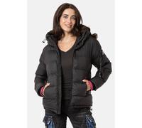 Cipo & Baxx Damen Steppjacke Winterjacke Jacke Kapuze Stehkragen WM138 Schwarz M