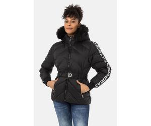 Winterjacke CIPO & BAXX "Jacken", Damen, Gr. XL, schwarz, Stoff, 100% Polyester, unifarben, regular fit normal, Bündchen, Jacken Winterjacke, mit Gürtel, WM133 (54088616-XL) schwarz