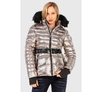 Winterjacke CIPO & BAXX "WINTER JACKET", Damen, Gr. S, silber, Stoff, 100% Polyester, unifarben, Basic, regular fit normal, Jacken Winterjacke, modernes Design mit hohem Tragekomfort (74933533-S) silb