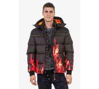Winterjacke CIPO & BAXX "Winterjacke", Herren, Gr. 3XL, schwarz, 100% Polyester, bedruckt, regular fit normal, Jacken Winterjacke, mit Flammen-Motiv (77055511-XXXL) schwarz