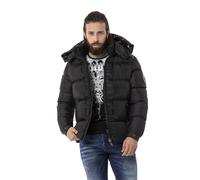 Winterjacke CIPO & BAXX "Winterjacke", Herren, Gr. L, schwarz, 100% Polyester, unifarben, regular fit normal, Jacken Winterjacke, mit modischen Schriftzug (70552307-L) schwarz
