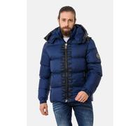 Cipo & Baxx Herren Mantel CM201 Blau - Stylische Winterjacke im modernen Design mit warmem Innenfutter, abnehmbarer Kapuze und funktionalen Details für kalte Tage - CM201 Blau M