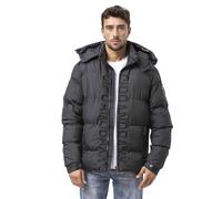 Cipo & Baxx Herren Mantel CM201 Schwarz - Stylische Winterjacke im modernen Design mit warmem Innenfutter, abnehmbarer Kapuze und funktionalen Details für kalte Tage - CM201 Schwarz XXL