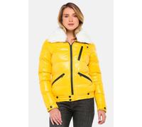 Winterjacke CIPO & BAXX "Winterjacke mit Kunstfellkragen", Damen, Gr. M, gelb, Stoff, 100% Polyamid, unifarben, regular fit normal, Jacken Winterjacke, mit Kunstfellkragen, WM108 (85391863-M) gelb