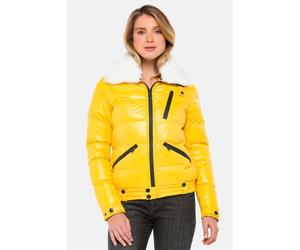 Winterjacke CIPO & BAXX "Winterjacke mit Kunstfellkragen", Damen, Gr. XL, gelb, Stoff, 100% Polyamid, unifarben, regular fit normal, Jacken Winterjacke, mit Kunstfellkragen, WM108 (85391863-XL) gelb